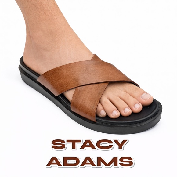 Stacy Adams Daniel Cross Strap Mens Slide Sandal - Brown Pre-Owned Size 10 M main image 6
